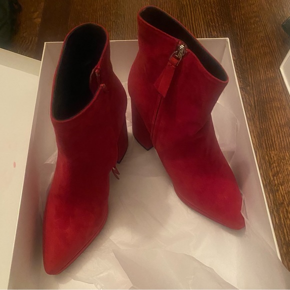 Proenza Schouler Red Suede Boots Size US 8 - Picture 3 of 10